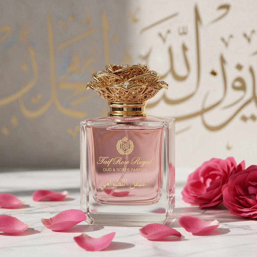 زجاجة عطر ورد الطائف الملكي بتصميم فاخر