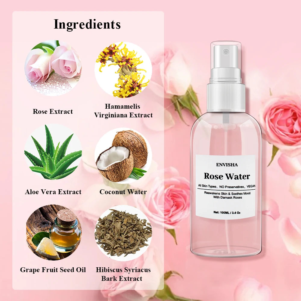 Organic Rose Water Facial Toner - Moisturizing & Pore Minimizer