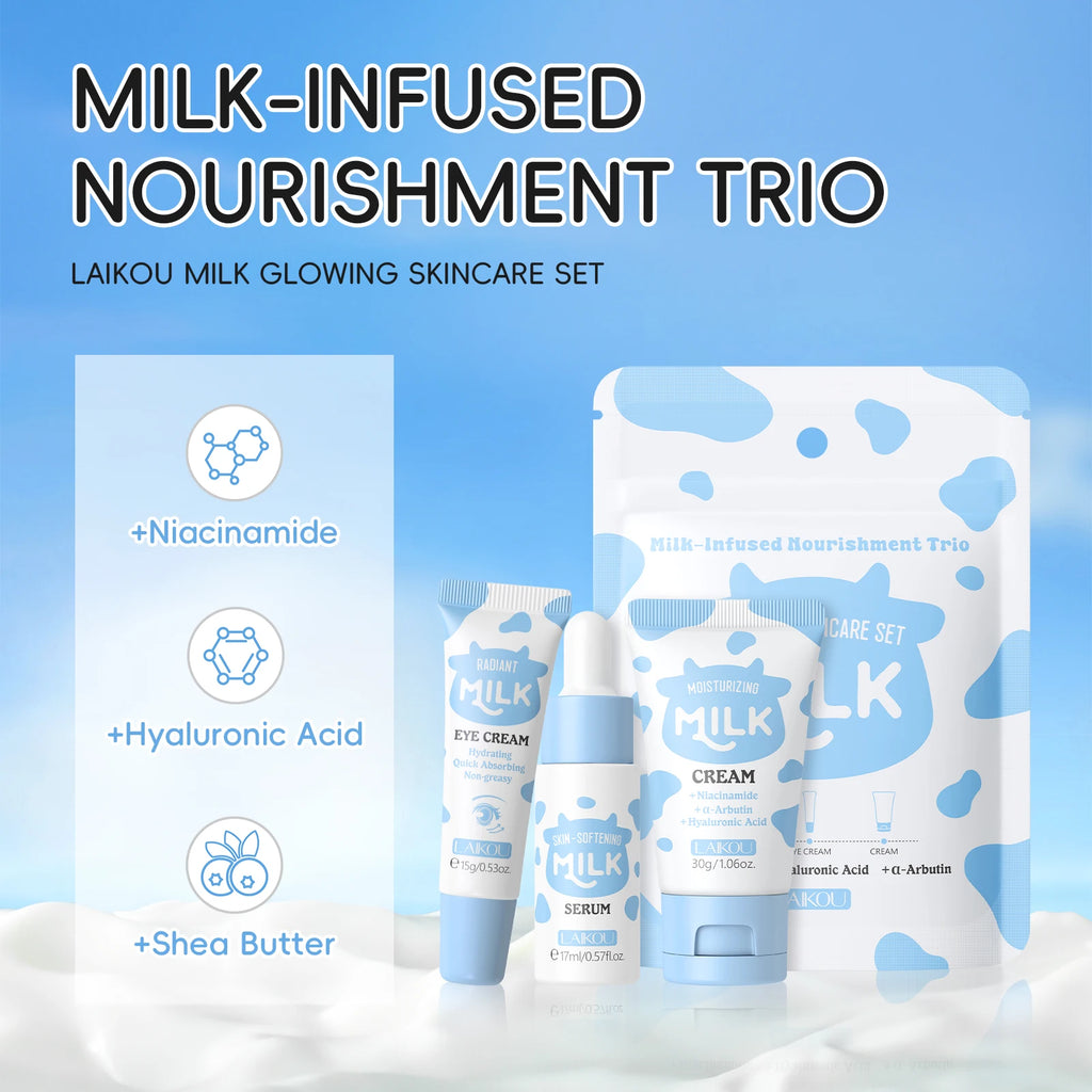 LAIKOU Milk Glowing Trio Set - Hydrating Skincare Gift Set