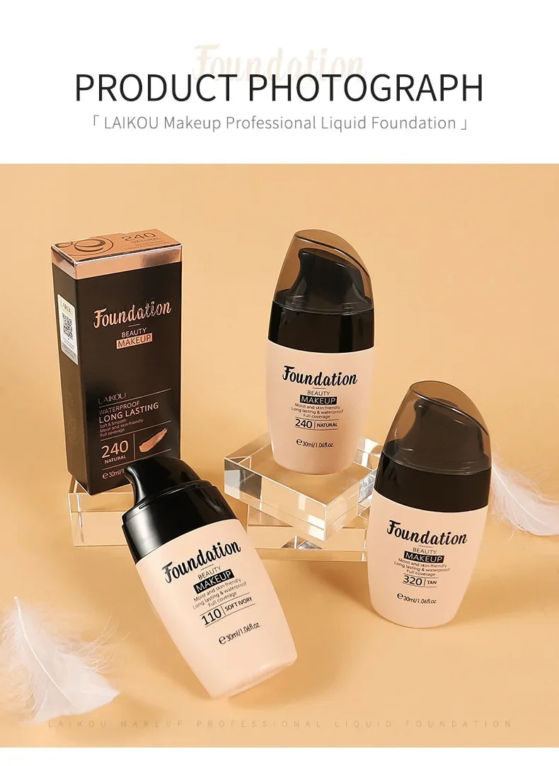 LAIKOU Liquid Foundation - Moisturizing Long-Lasting Natural Coverage 30ml