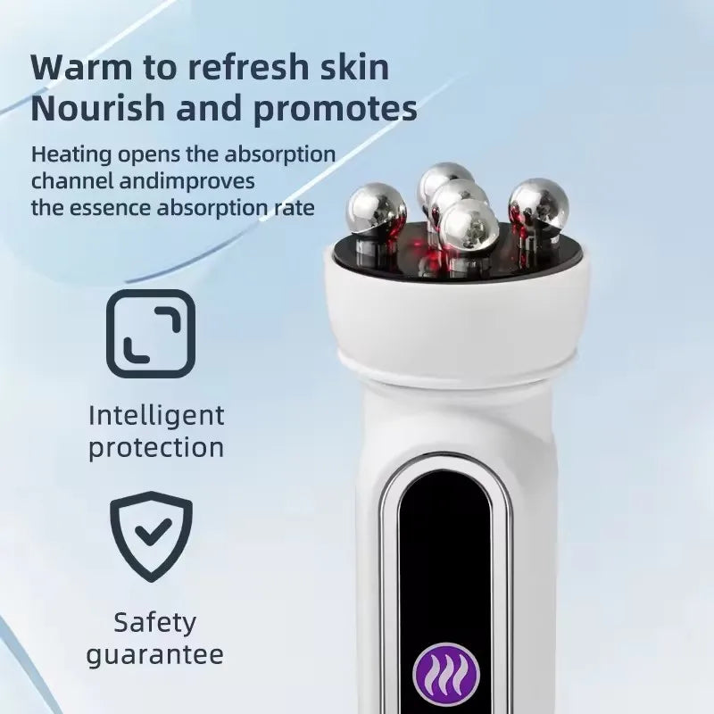3-in-1 RF Heating EMS Facial Massager - 360° Roller for Lifting & Rejuvenation