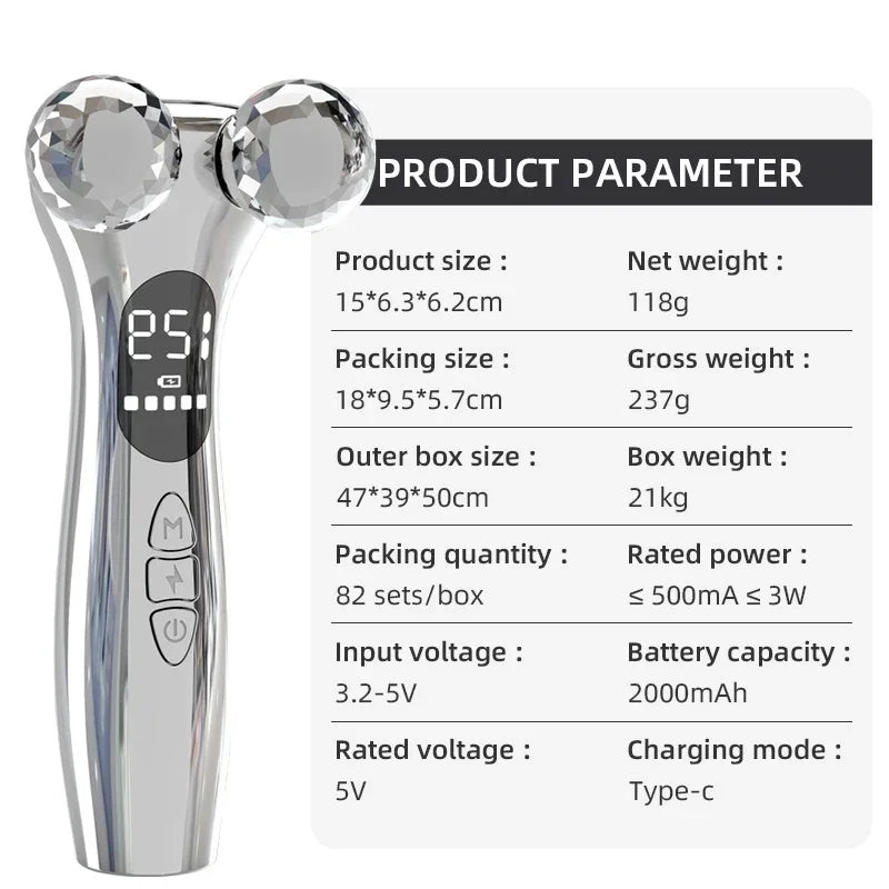 4D Roller Facial Massager - EMS Face Lift & Skin Tightening Device