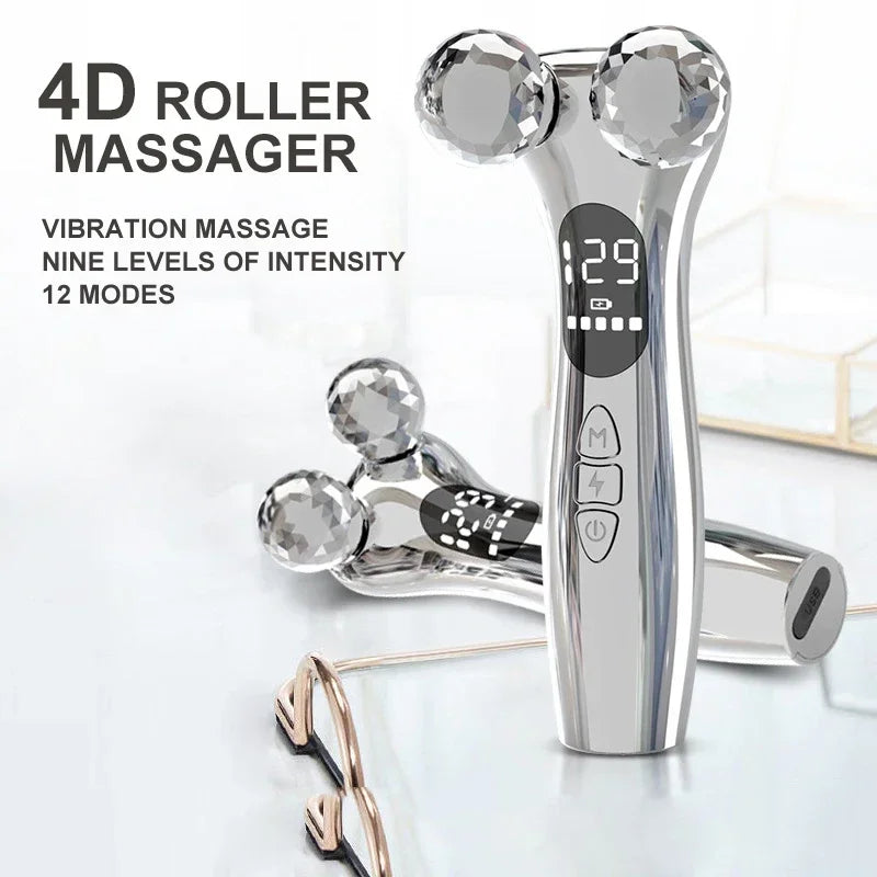 4D Roller Facial Massager - EMS Face Lift & Skin Tightening Device