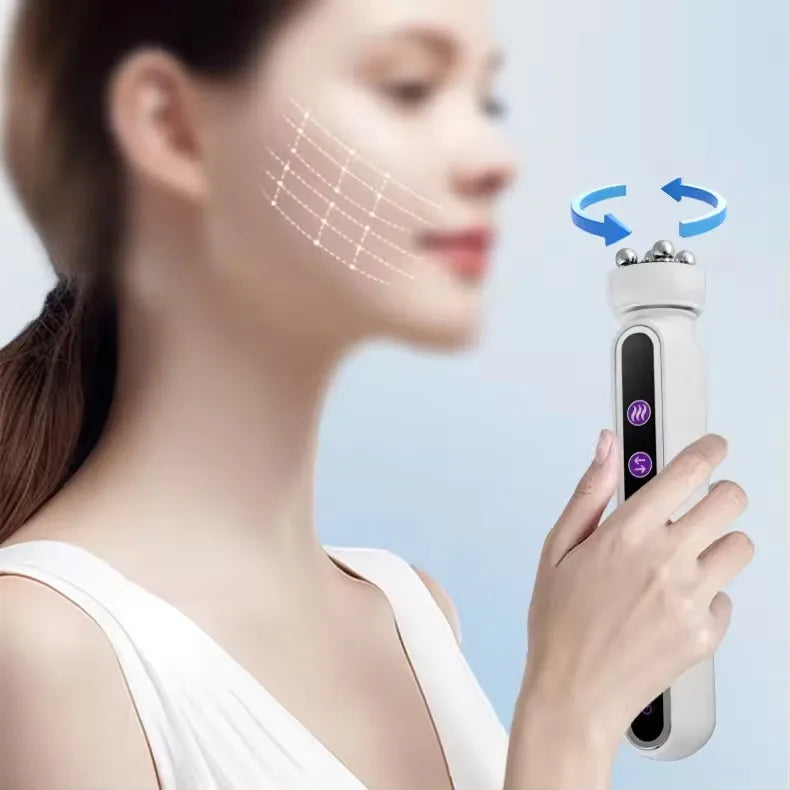 3-in-1 RF Heating EMS Facial Massager - 360° Roller for Lifting & Rejuvenation